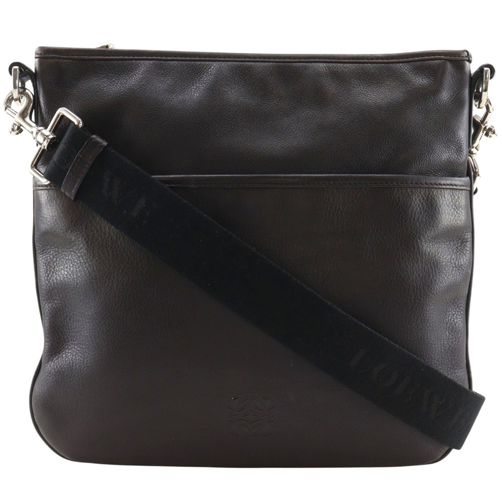 Loewe Anagram Shoulder Bag, Leather, Black, Men's